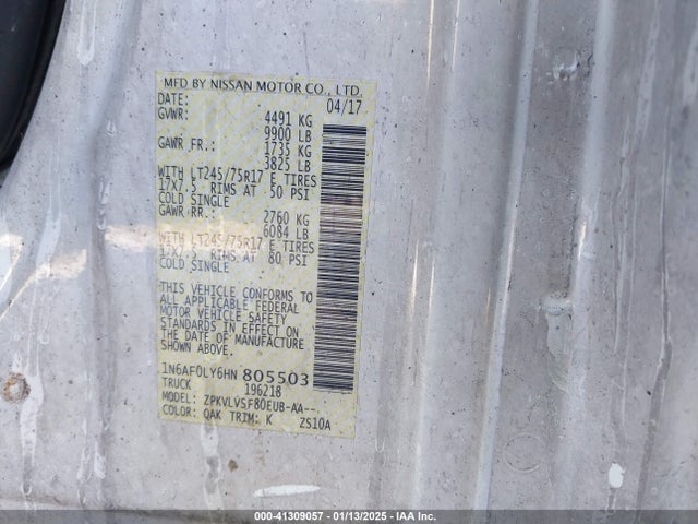 1N6AF0LY6HN805503 Nissan NV CARGO
