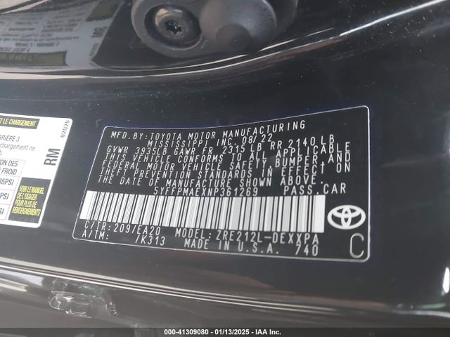 Toyota Corolla 2022 5YFFPMAEXNP361269 Image 9