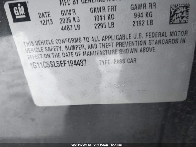 Chevrolet MALIBU 1LT 2014 1G11C5SL5EF194487 Image 9