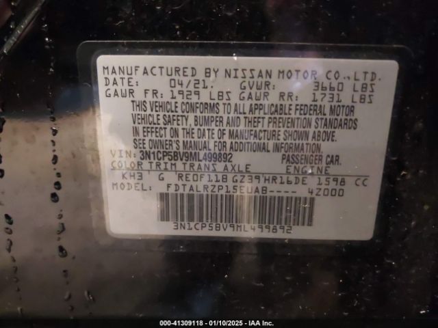 3N1CP5BV9ML499892 Nissan Kicks S Xtronic Cvt