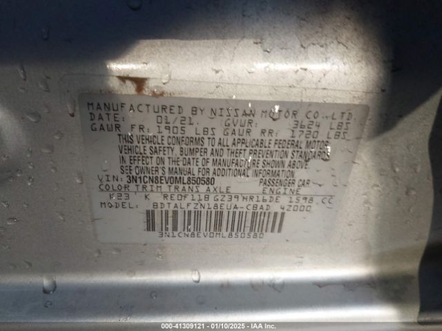 3N1CN8EV0ML850580 Nissan Versa