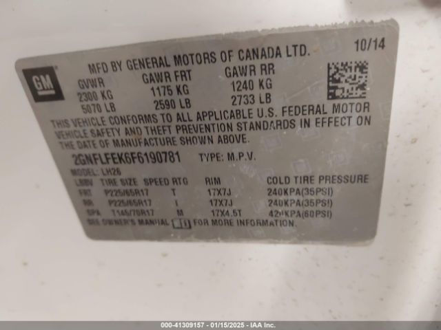 2GNFLFEK6F6190781 Chevrolet EQUINOX 1LT