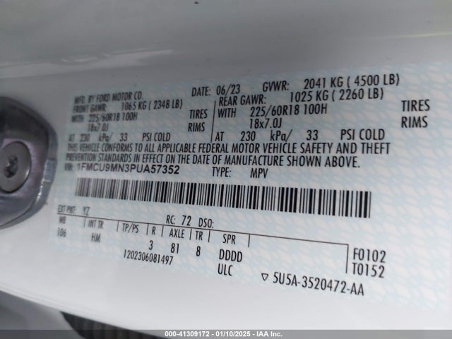 Ford Escape 2023 1FMCU9MN3PUA57352 Image 9