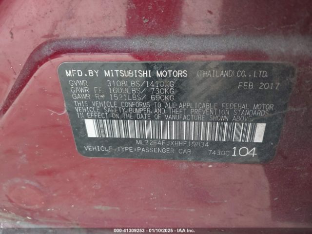 2017 MITSUBISHI MIRAGE G4 ML32F4FJXHHF19834 Photo 8