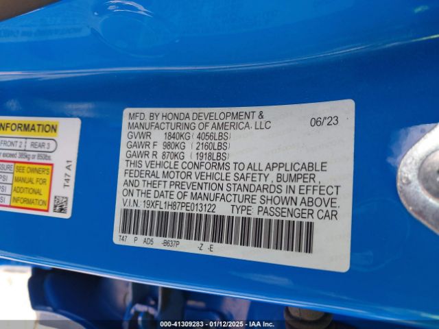 19XFL1H87PE013122 Honda Civic Sport Touring