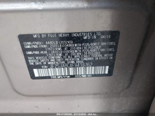 JF2SJABC4FH438762 Subaru Forester 2.5i