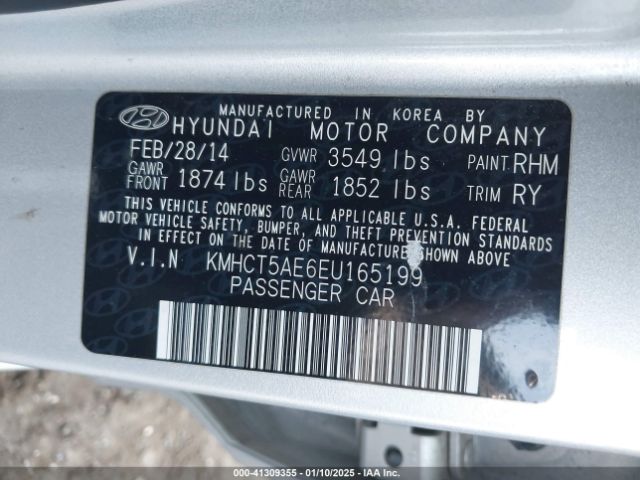 KMHCT5AE6EU165199 Hyundai ACCENT GS
