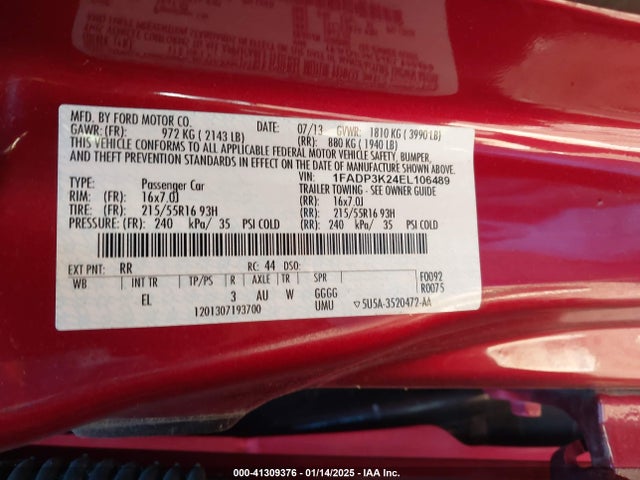 Ford Focus 2014 1FADP3K24EL106489 Image 9