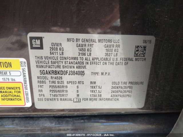 5GAKRBKD0FJ384005 Buick Enclave Leather