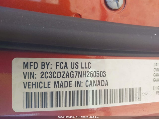 Dodge Challenger 2022 2C3CDZAG7NH260503 Image 9