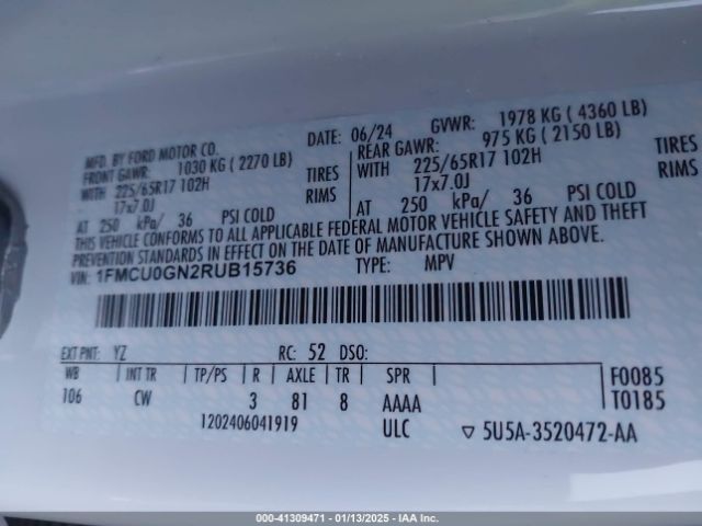1FMCU0GN2RUB15736 Ford Escape