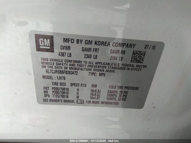 Chevrolet Trax Lt 2015 KL7CJRSB6FB263472 Image 9