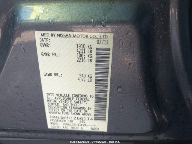 Nissan Altima 2.5 S 2015 1N4AL3AP8FC266114 Image 9