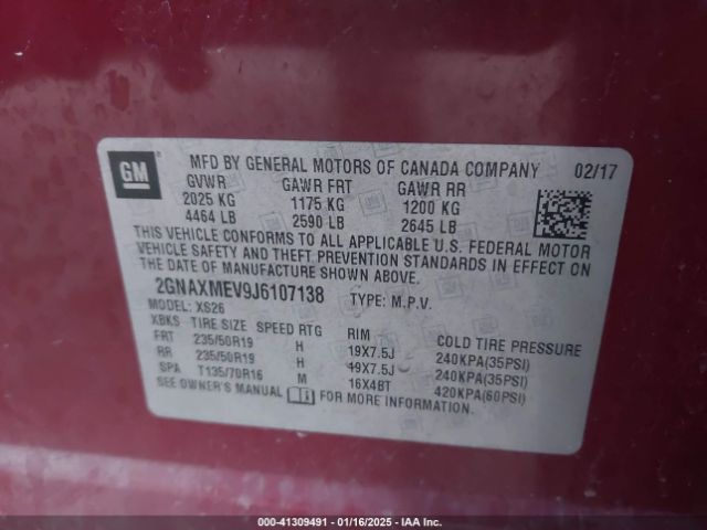 2GNAXMEV9J6107138 Chevrolet Equinox