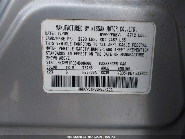 2006 INFINITI G35 SEDAN JNKCV51F06M608406 Photo 8