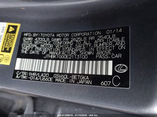 JTHBK1GG0E2113100 Lexus ES 350