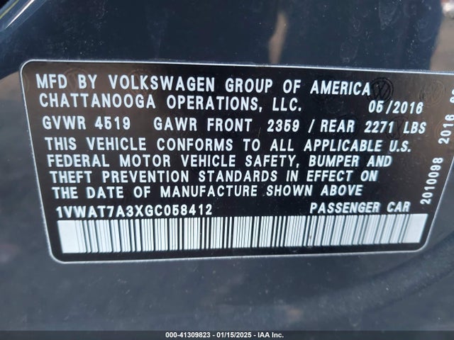 Volkswagen Passat 2016 1VWAT7A3XGC058412 Image 9