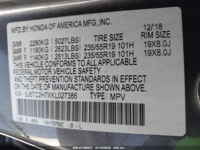 5J8TC2H7XKL027386 Acura Rdx Advance Package