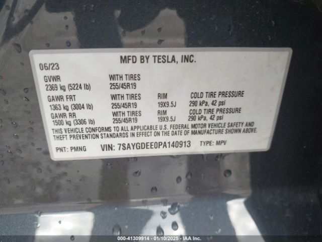 7SAYGDEE0PA140913 Tesla Model Y Awd/long Range Dual Motor All-wheel Drive
