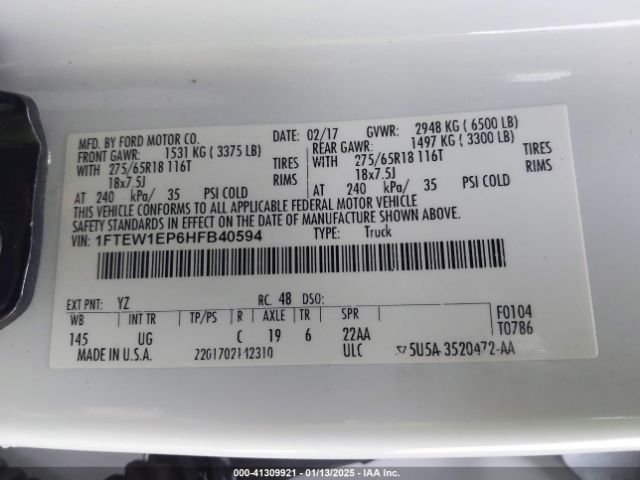 1FTEW1EP6HFB40594 Ford F-150
