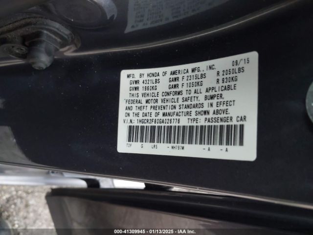 2016 HONDA ACCORD SEDAN 1HGCR2F80GA026776 Photo 8