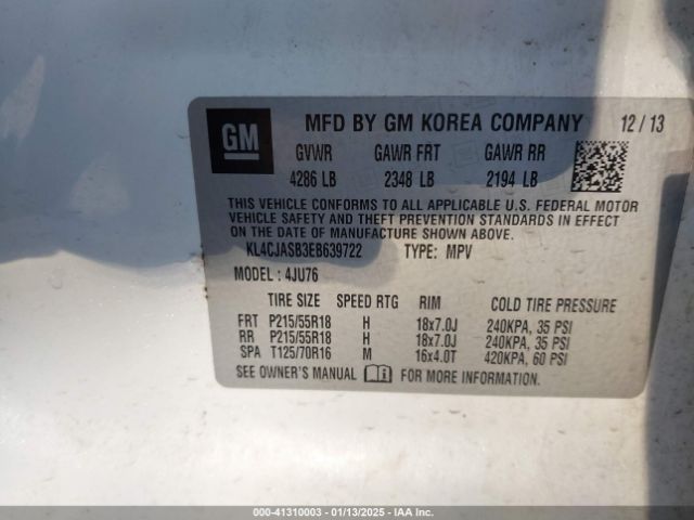 KL4CJASB3EB639722 Buick Encore