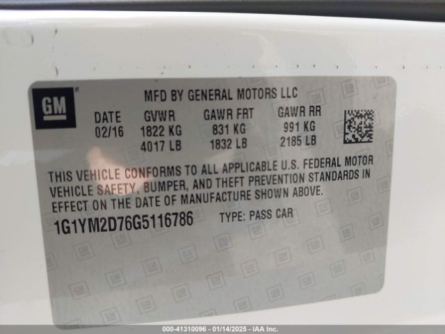 1G1YM2D76G5116786 Chevrolet Corvette Stingray Z51
