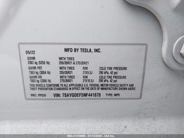 2022 TESLA MODEL Y 7SAYGDEF5NF441878 Photo 8