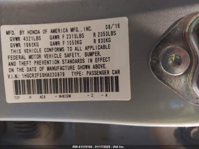 1HGCR2F59HA030879 Honda ACCORD SEDAN
