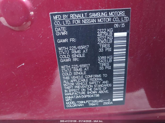 Nissan ROGUE S 2016 KNMAT2MV5GP604738 Image 9