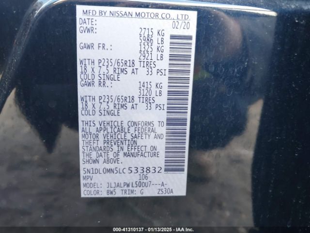 5N1DL0MN5LC533832 Infiniti QX60