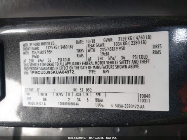 1FMCU0J95KUA04972 Ford Escape