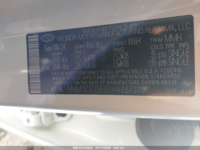 5NMJCCDE0SH466727 Hyundai Tucson