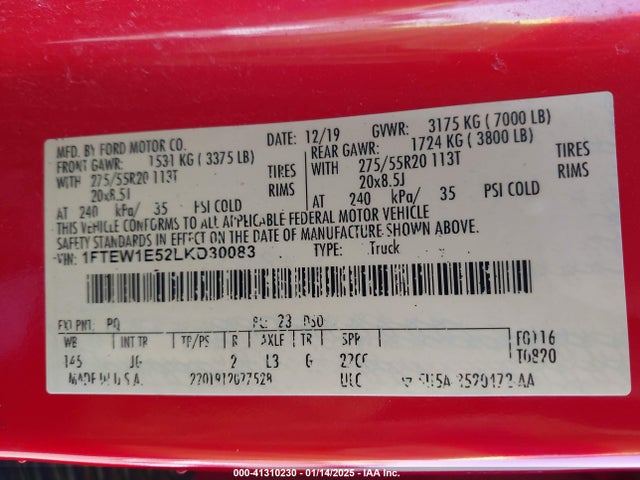 Ford F-150 Xl 2020 1FTEW1E52LKD30083 Image 9
