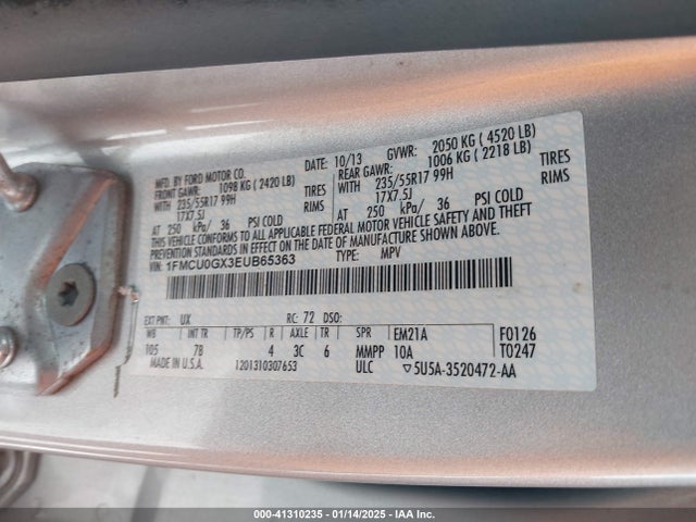 Ford Escape 2014 1FMCU0GX3EUB65363 Image 9