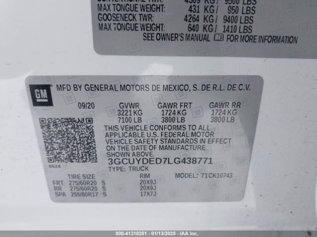 3GCUYDED7LG438771 Chevrolet Silverado 1500