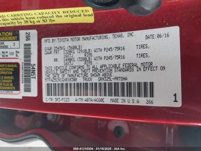 5TFAZ5CN1GX018300 Toyota Tacoma Sr5 V6