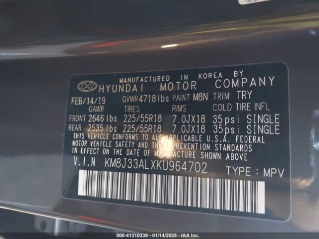 KM8J33ALXKU964702 Hyundai Tucson