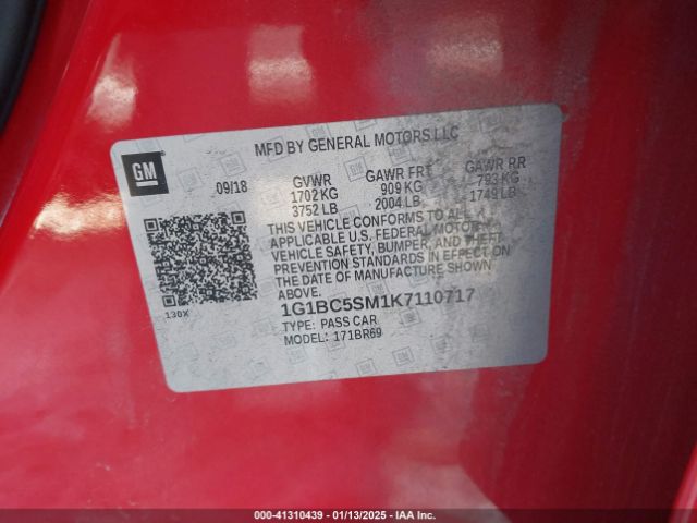 1G1BC5SM1K7110717 Chevrolet CRUZE LS