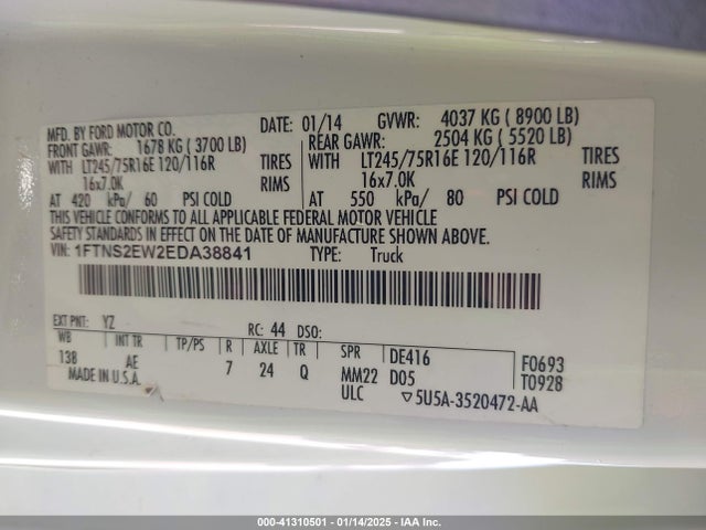 Ford ECONOLINE CARGO VAN 2014 1FTNS2EW2EDA38841 Image 9