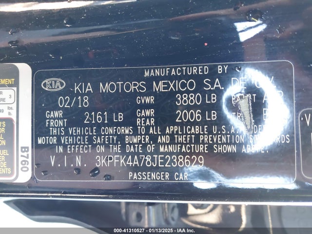 3KPFK4A78JE238629 KIA Forte