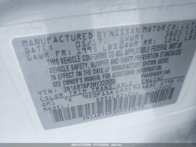 3N1AB7AP3HY333655 Nissan Sentra
