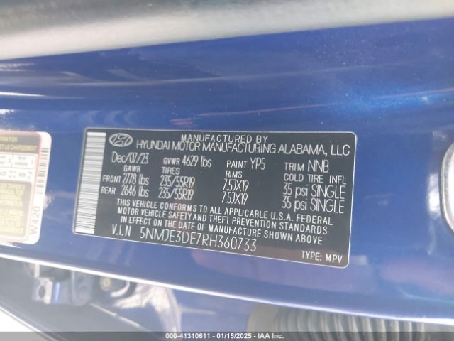 5NMJE3DE7RH360733 Hyundai Tucson
