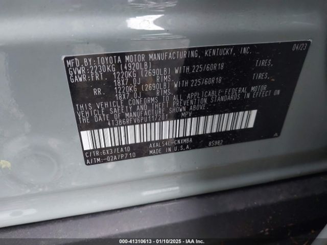 4T3B6RFV6PU117201 Toyota Rav4 Hybrid Xle Premium