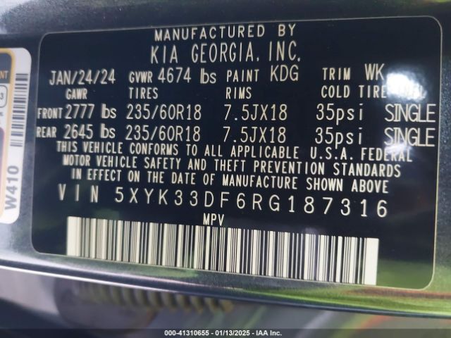5XYK33DF6RG187316 KIA Sportage Ex