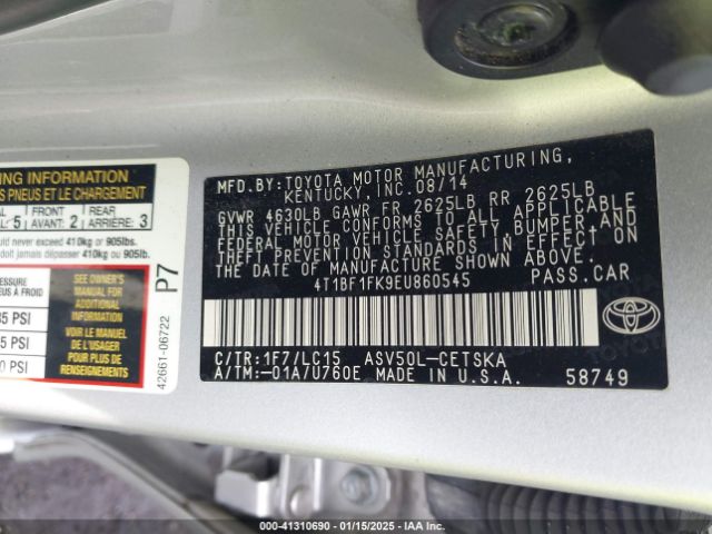 4T1BF1FK9EU860545 Toyota CAMRY SE