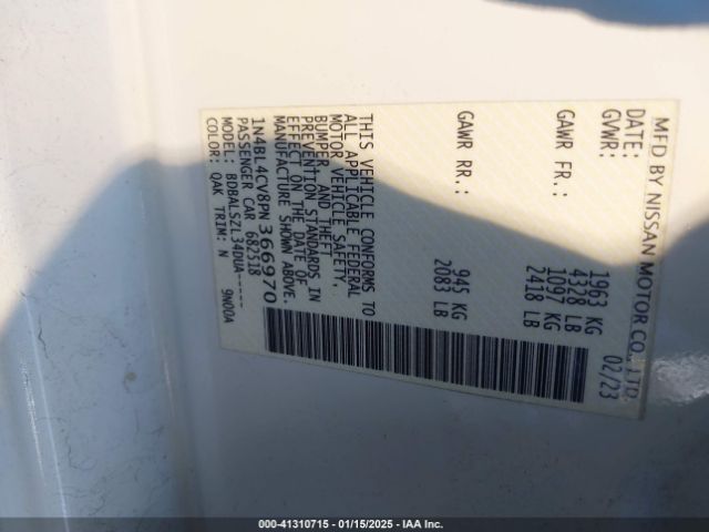 1N4BL4CV8PN366970 Nissan Altima