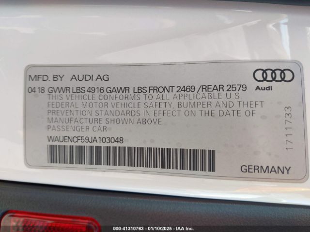 WAUENCF59JA103048 Audi A5 SPORTBACK