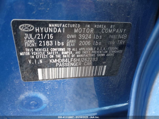 KMHD84LF6HU262283 Hyundai Elantra Limited