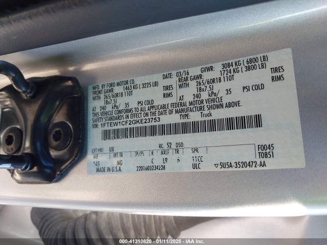 Ford F-150 Xlt 2016 1FTEW1CF2GKE23753 Image 9